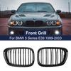 Car Front Bumper Kidney Grille Dual Slat Line for BMW E39 5 Series 525 528 1999-2004 Glossy Matte Black Grill Replacement Part