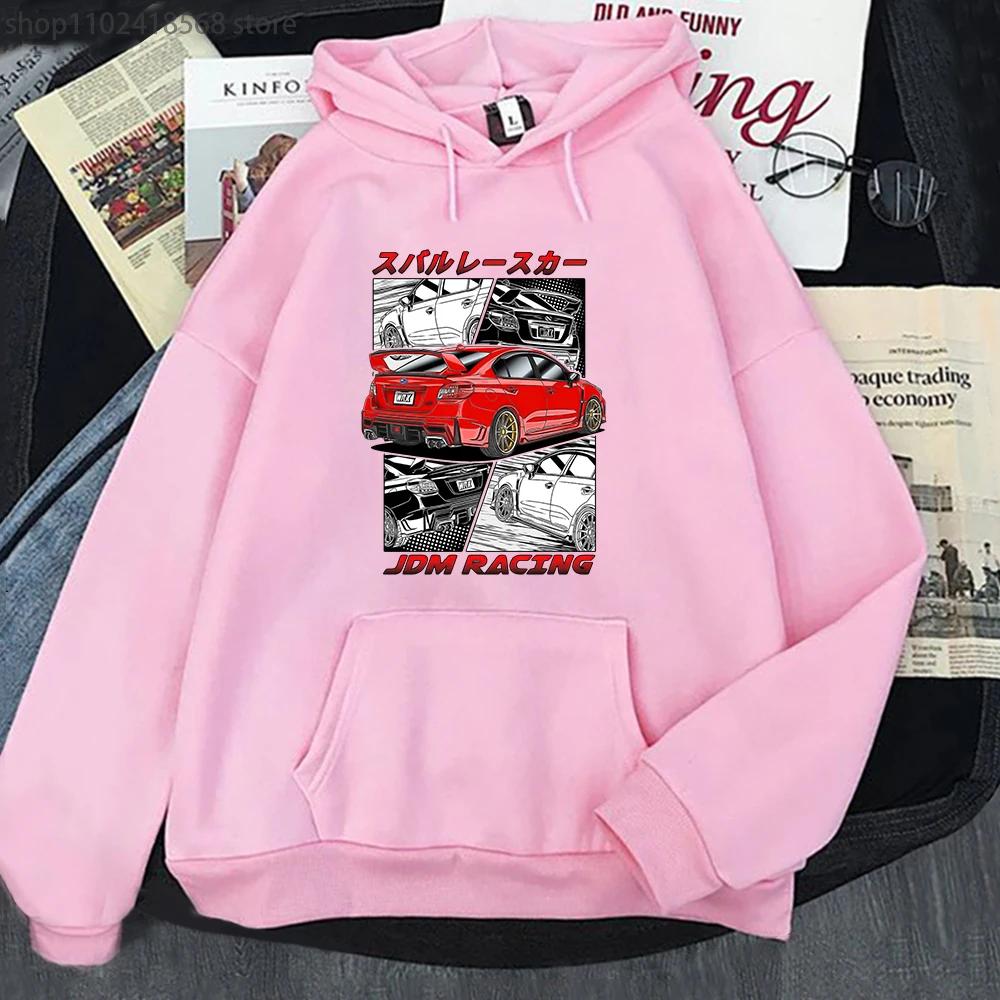 Initial D JDM Red Subie Hoodie Males Winter Clothes Anime Japan Style Impreza WRX STi Printed Sweatshirt Harajuku Graphic Tops