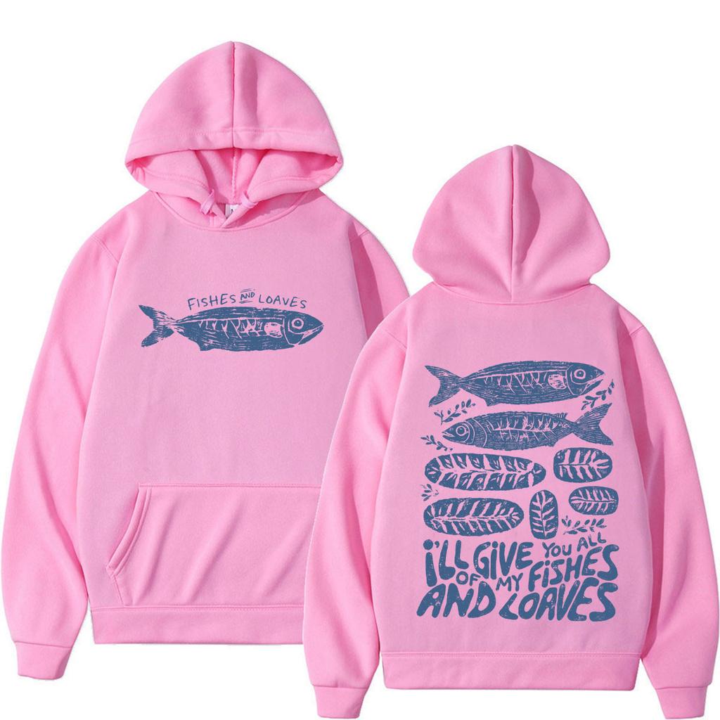 Hoodie with Bible Verse Faith Based Graphic Funny Fish Meme Hoodies Men Women Vintage Winter Pullover