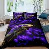 Lizard Duvet Cover Set Reptile Bedding Sets King Size for Boys Girls Toad Tropical Animal Purple Floral Exotic Comforter Cover