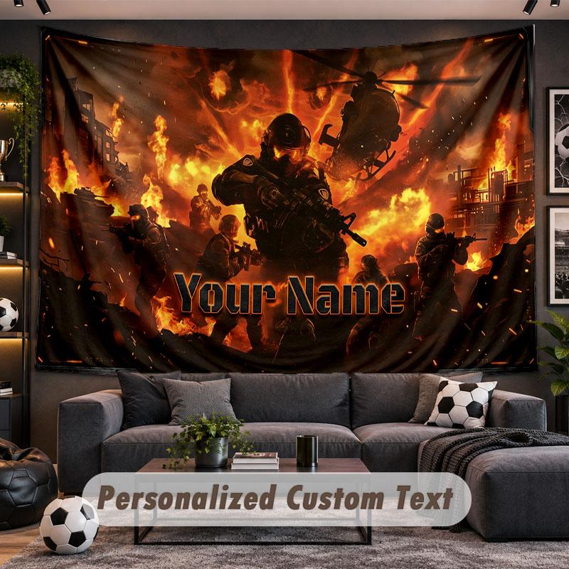 Wall Hanging Tapestry Custom NameCall of Duty Pattern Personalized Printed Fabric Wall Decor