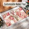 Floral Theme Crystal Velvet Rug Personalized Custom Name Text Soft Floor Mat Home Decor
