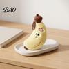 Kawaii Banana Bag Pendant Cute Plush Keychain, Soft Stuffed Fruit Adorable Keychain with Embroidered Face, Cartoon Charm for Backpack Vivid Expression