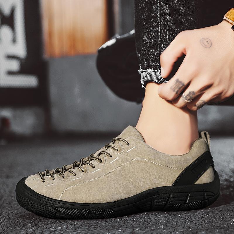 Men's Genuine Leather Shoes Outdoor Non-slip Sneakers Breathable Large Size Casual Shoes Fashion Flats Boat Shoes Men Loafers