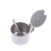 Practical Stainless Steel Sugar Bowl With Handle Lid Spoon Dustproof Waterproof Seasoning Jar Kitchen Restaurant Spice Container