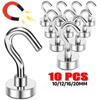 10Pcs Neodymium Magnet Hooks Wall-mounted Extra Strong Cruise Hook Metal Strong Magnetic Hooks for Indoor Outdoor Fridge Kitchen
