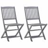 VidaXL Lot de 2 Chaises Pliables d'Extérieur avec Coussins, Sièges de Terrasse, Chaises de Salle à Manger, Meubles de Patio 3064536