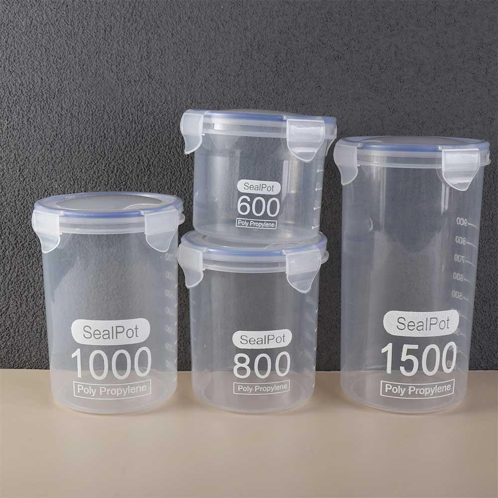 Влагостойкие прозрачные герметичные банки для пищевых продуктов, цилиндрические пластиковые герметичные банки для пищевых продуктов, сыпучие крупы