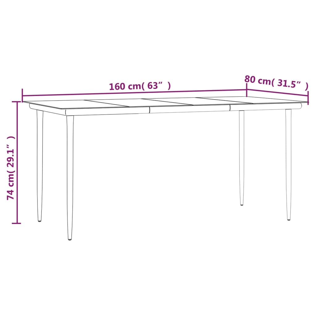 7 piece outdoor dining set with cushions poly rattan and steel