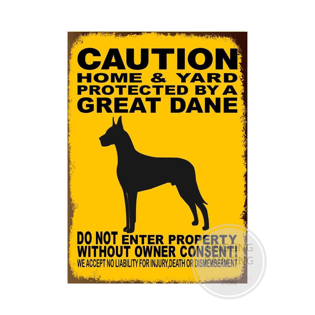 Предупреждающая собака металлические жестяные знаки винтажный плакат осторожно собака ретро жестяные пластины настенные наклейки для сада семейный дом дверь украшения