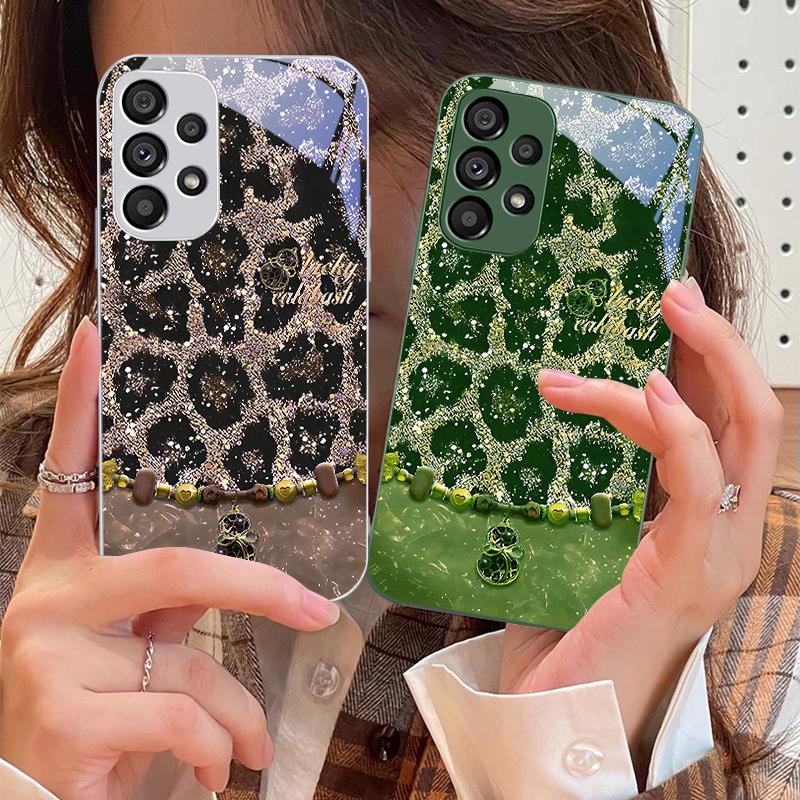 Чехол-тыква с леопардовым узором для Samsung Galaxy S10 4G S20 11E 30 S21 22 S24 Fe Pro S23 S25 Ultra 5G S9 Чехол для телефона из закаленного стекла