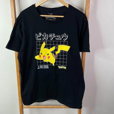 Мужская футболка Pokemon Extra Large Черная с принтом Пикачу Аниме Короткий рукав