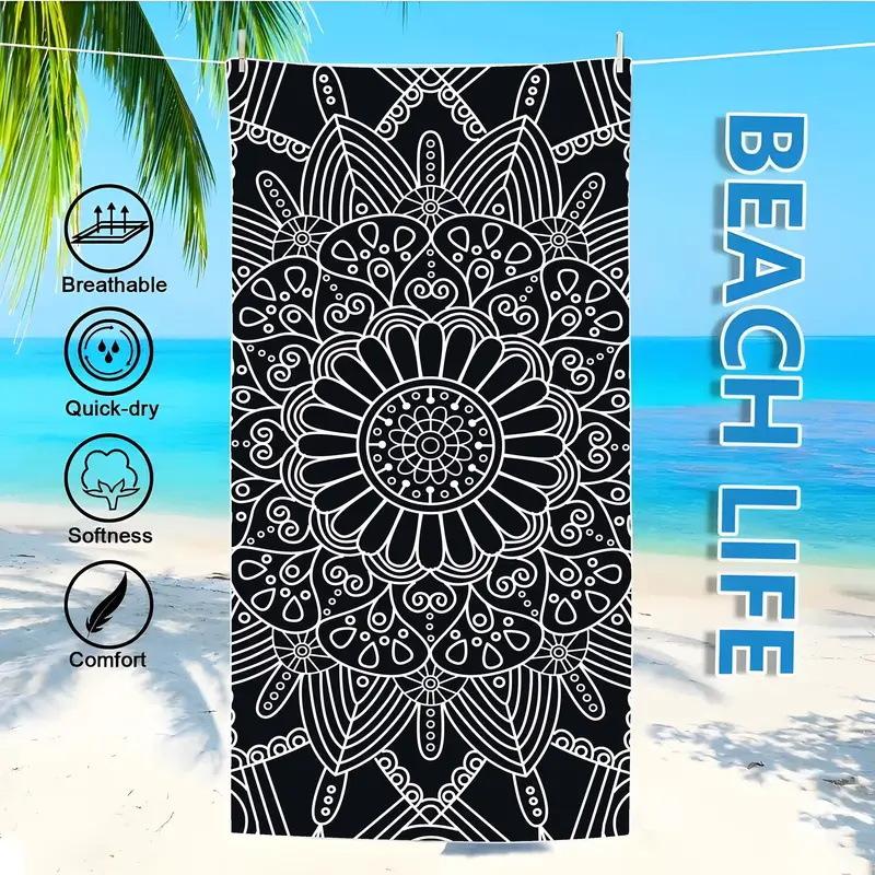 Exotic Floral Print Soft Microfiber Large Towel Water Absorbent For Beach Surf Use