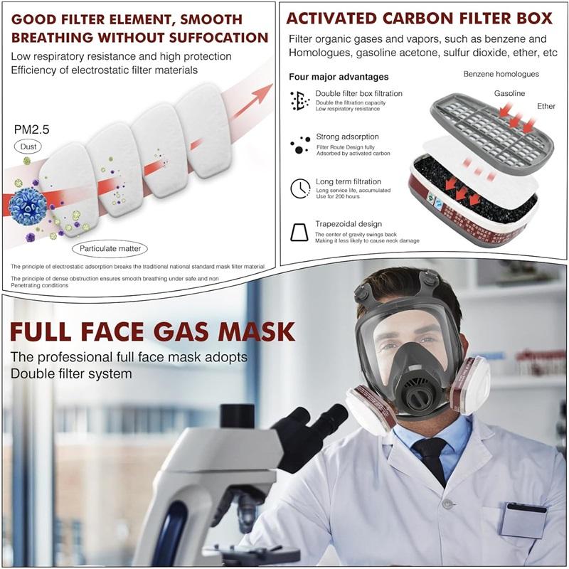 Gas Masks Survival Nuclear and Chemical - Reusable Full Face Respirator Gas Mask with Filter