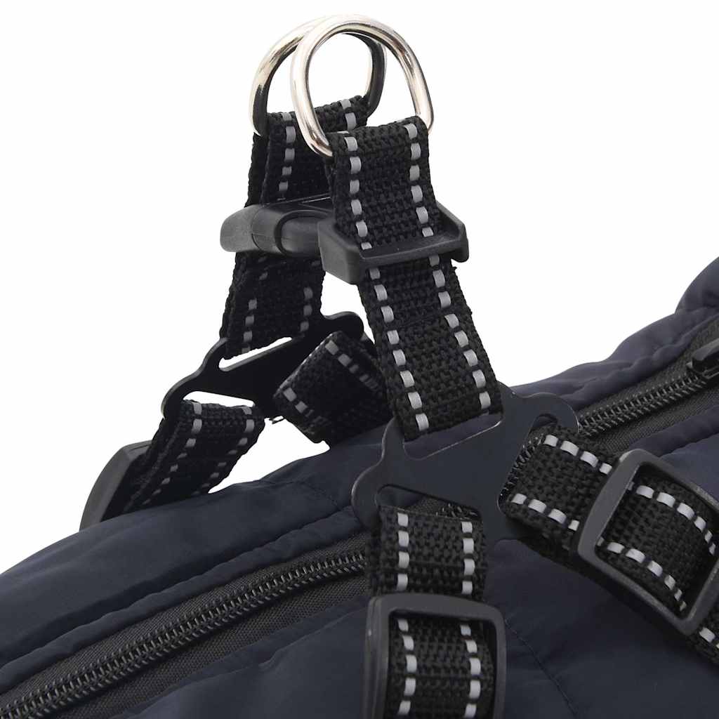 Dog Raincoat Harness Waterproof & Reflective Navy Blue Size L48