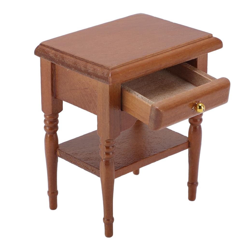 1:12 масштаб кукольный домик тумбочка миниатюрный прикроватный столик каштановый деревянный прикроватный шкаф мебель для