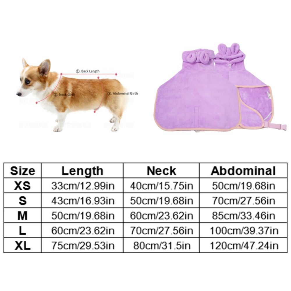 Adjustable Cats Drying Coat Absorbent Pet Bathrobe Towel Dog Fast Drying Hooded  Corgi