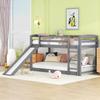 Children's Bed Loft Bed, Bunk Bed with Ladder and Slide, Bunk Bed with Slatted Frame and Fall Protection, Solid Wood Frame