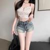 Women's Retro High-Waist Denim Shorts - Slim Fit, Summer Style