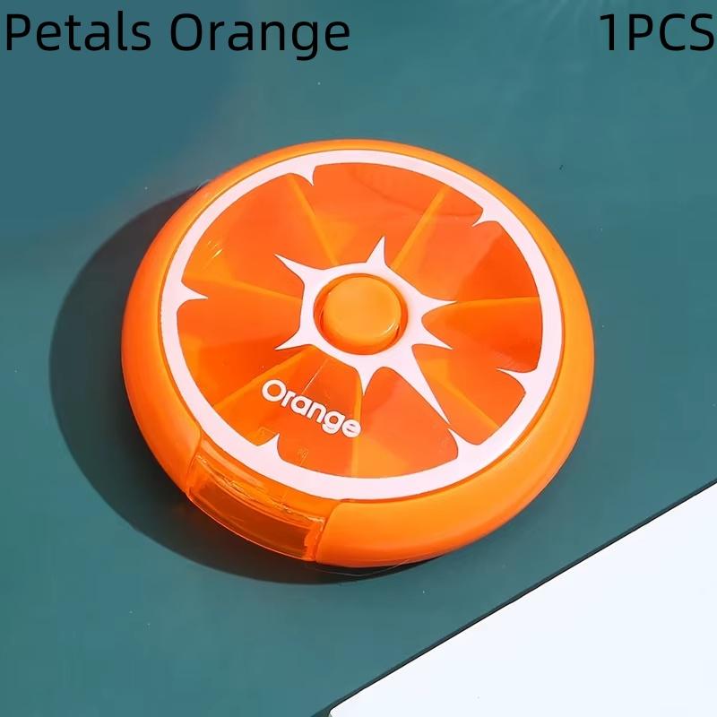 Seven Grid Round Medicine Box One Week Medicine Box Portable Rotating Packaging Fruit Medicine Box Portable Mini Box for Carryin