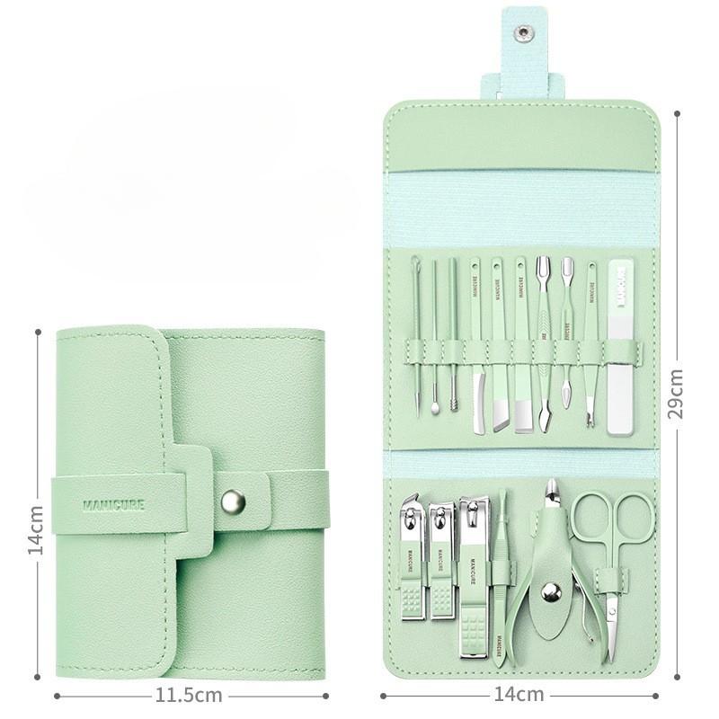 Профессиональный набор для ухода за ногтями из 16 предметов - вогнутые кусачки из нержавеющей стали для удаления омертвевшей кожи, щипчики для кутикулы, пилочка для ногтей и дорожный футляр для маникюра