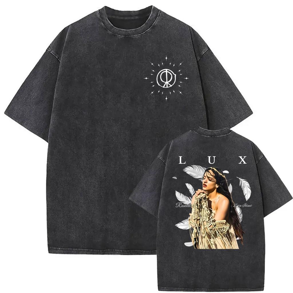 Singer Rosalia Lux Tour 2026 Graphic T Shirt Men Women Fashion Trending Gothic T Shirts Vintage Washed Cotton Oversized3039