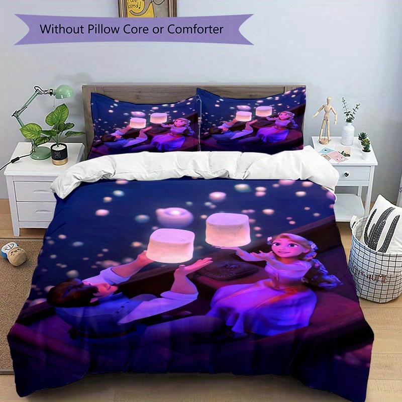 3pcs Tangled Rapunzel & Flynn Floating Lanterns Quilt Cover Set - Soft and Cozy Bedroom, Guest Room and Dorm Decorative Bedding 3-Piece Set 1 Qui