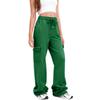 Women Cargo Sweatpants Stacked Pants Warm Fleece Drawstring Waist Casual Joggers Trousers