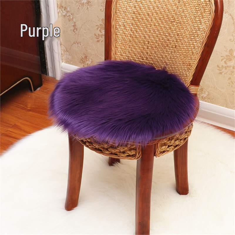 White Faux Wool European-Style Plush Cushion for Butterfly Chair or Vanity Stool