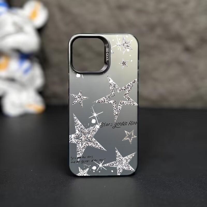 Чехол для телефона с узором из блестящих звезд для Samsung Galaxy S25 Ultra S24Ultra S23 FE S22 S 25 A56 A55 A16 A15 A35 A36 IMD Серебристый Чехол