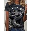 Funny Women's T-shirt Snake Graphic Print Summer Round Neck Short Sleeve Top Outdoor Casual T Shirts Female Oversized Clothing