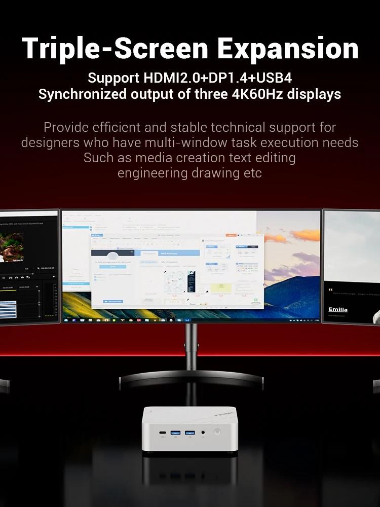 Мини-ПК Firebat F1 P AMD Ryzen 7 H 255 16 ГБ DDR5 5600 МГц 512 ГБ SSD Win11 Pro Wi-Fi 6 BT5.2 USB4.0 Игровой настольный мини-компьютер