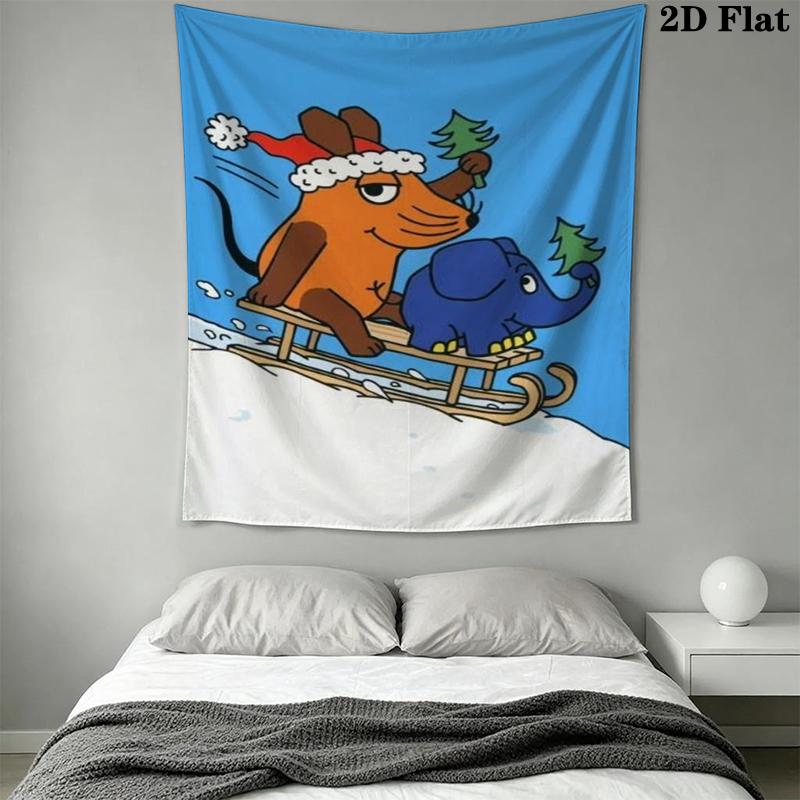 Die Maus Wall Tapestry Aesthetic Wall Hanging Printed Fabric Blanket Decorative Tapestries for Bedroom Living Room Home Decor