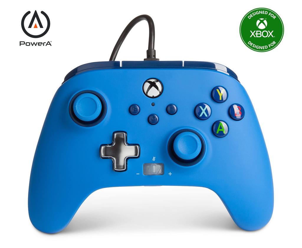 PowerA Enhanced Wired Dual Vibration Back for Xbox Series Xbox Windows 2-Year Warranty Controller, Blue, Function, Buttons, XS, One, PC, 10/11