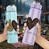 1PC Peace Love Coffee Heart Print 750ml Color Plastic Sports Water Bottle Leakproof Flip Straw Lid Suitable for Sports Office Home Use