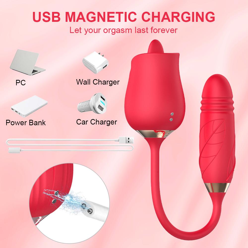 Роза Вибратор 10-скоростной фаллоимитатор, клитор, сосок, оральный стимулятор клитора для лизания киски