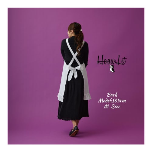 HoowLet Back Cross Apron, Formal Salon Apron for Weddings, Funerals, and Other Ceremonies, Lace, Cute, Stylish, Solid Color, Simple, Classic, Black, W