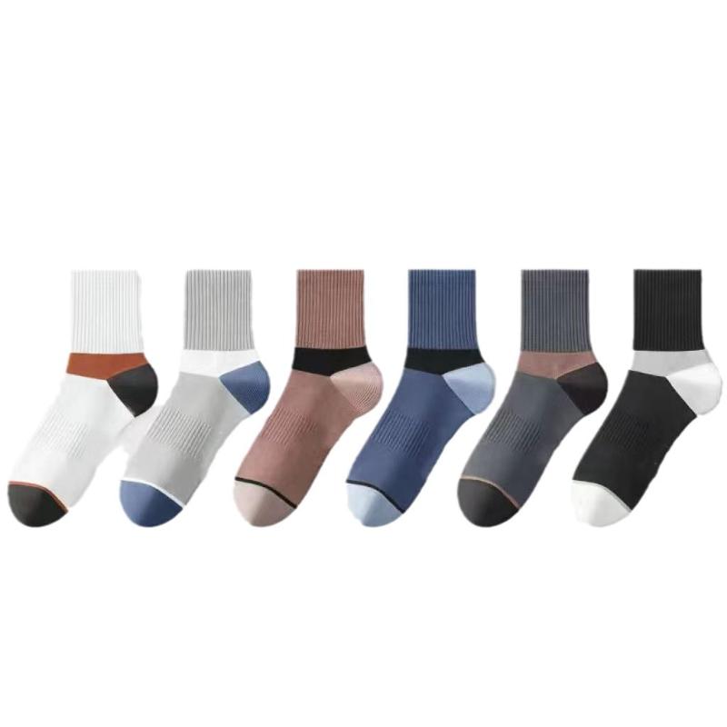 5/10 пар весенних носков, мужские полосатые носки средней длины, впитывающие пот дезодорирующие модные спортивные носки
