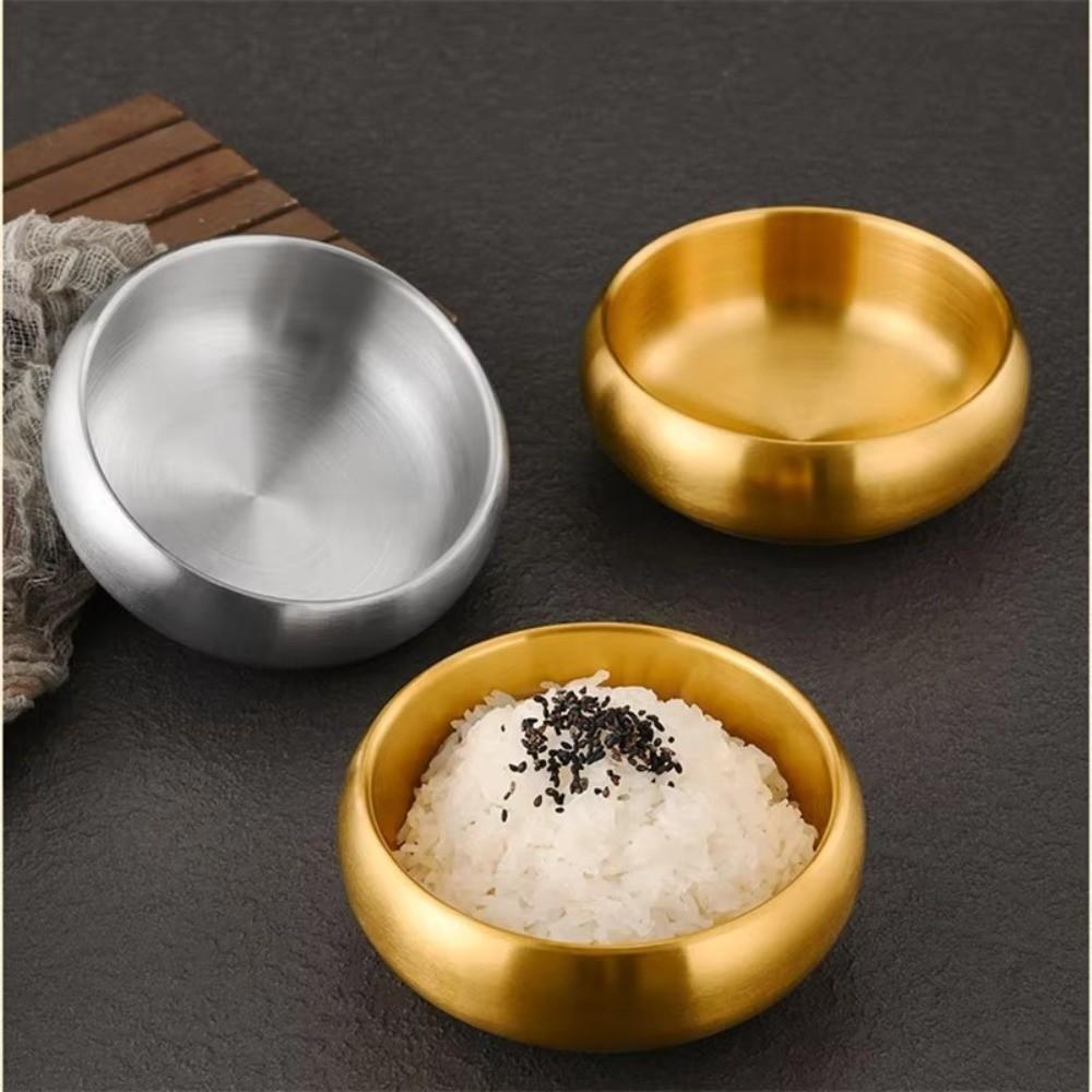 Double-Layer Insulated Soup Bowl Silver/Gold Storage Bowl High Quality Rice Bowl Home Dining