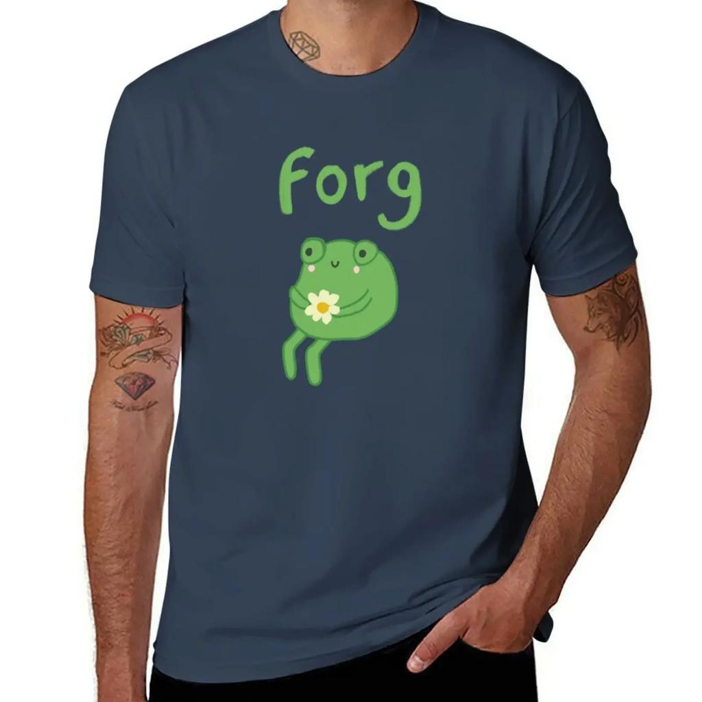 Funny Frog Birthday Cake: Cute Cottagecore Aesthetic with Sad Anime Toad Sitting with Flower T-Shirt customs clothing