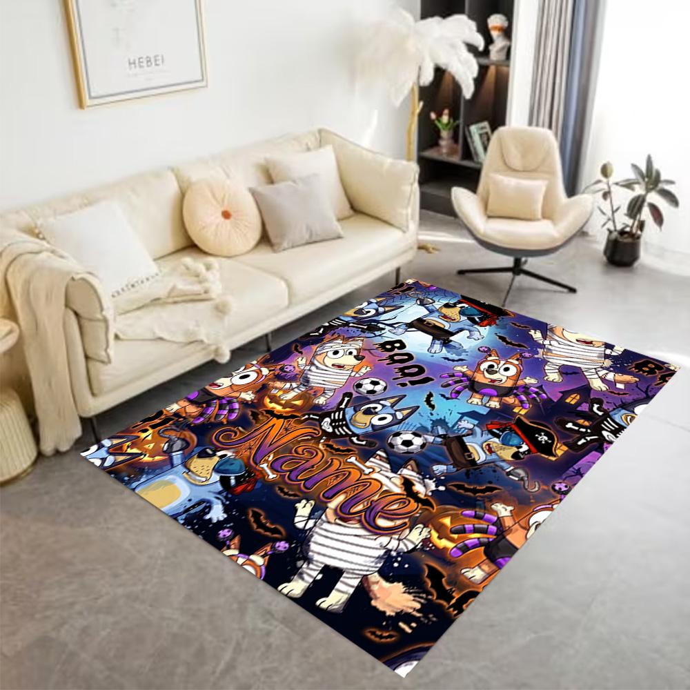 Bluey's Soccer Adventure Customize Your Name Floor Mat Suitable for Study room Dormitory Decorate room Entryway Anti-slip Rug Office home decor