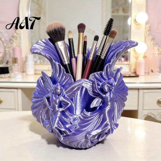 Multi-functional Storage Box Makeup Brush Holder, with Thickened Stable Base, Fairies Decor Silk Pen Organizer for Desk Texture Box, Dressing