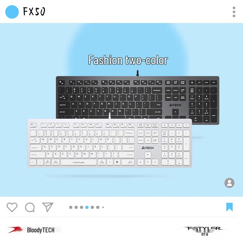 A4TECH FX50 Тонкая проводная клавиатура с ножничными переключателями