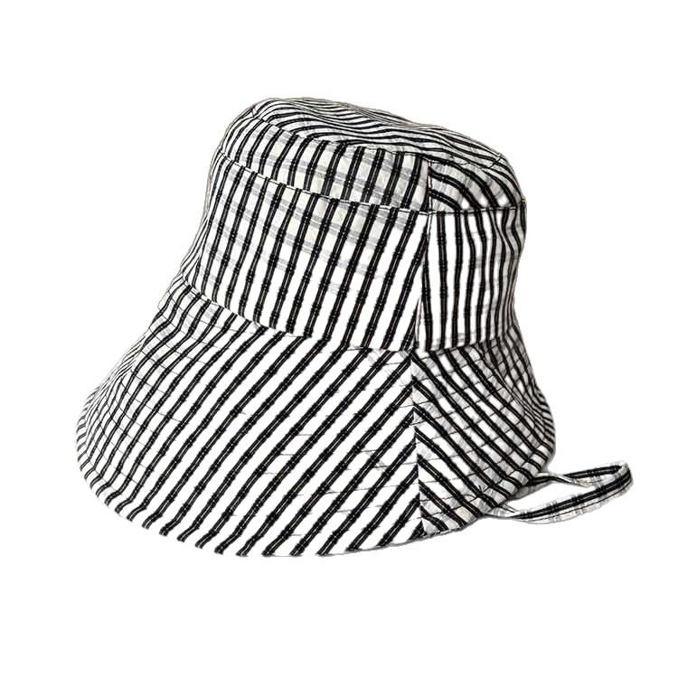 Classic plaid bucket hat ladies summer outing outdoor camping visor hat big edge strap sun hat