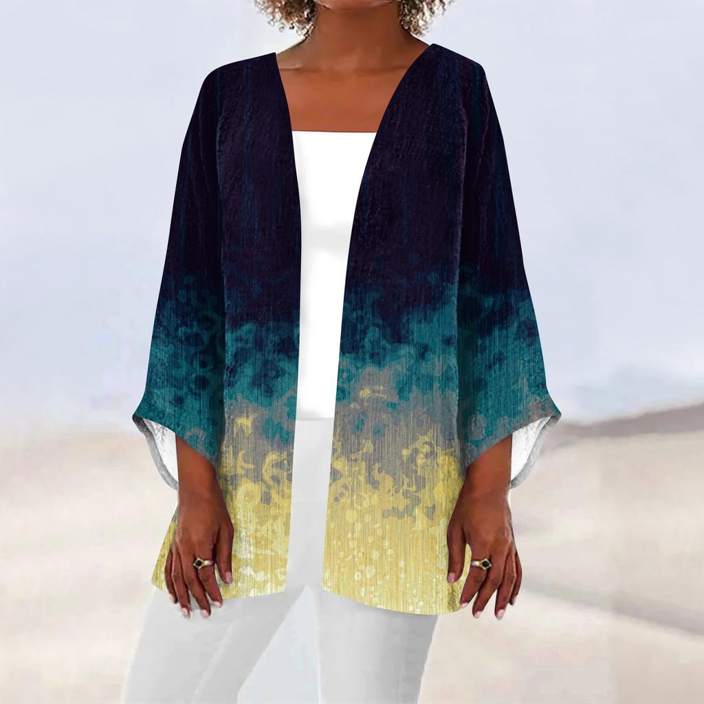 Женская повседневная модная легкая куртка средней длины с принтом в стиле ретро, ​​кардиган