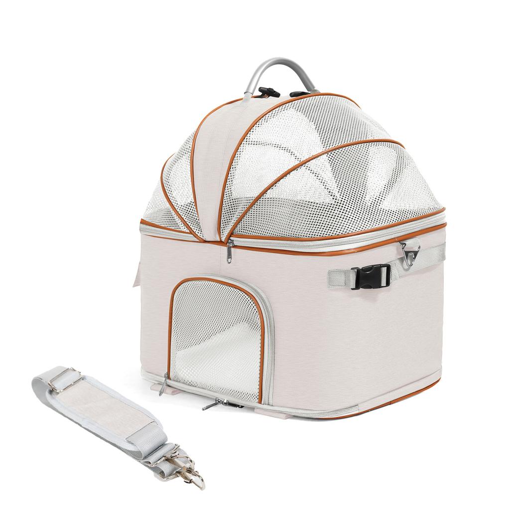 Foldable Large Pet Trolley Carrier, Breathable Wheeled Travel Bag for Cats & Dogs