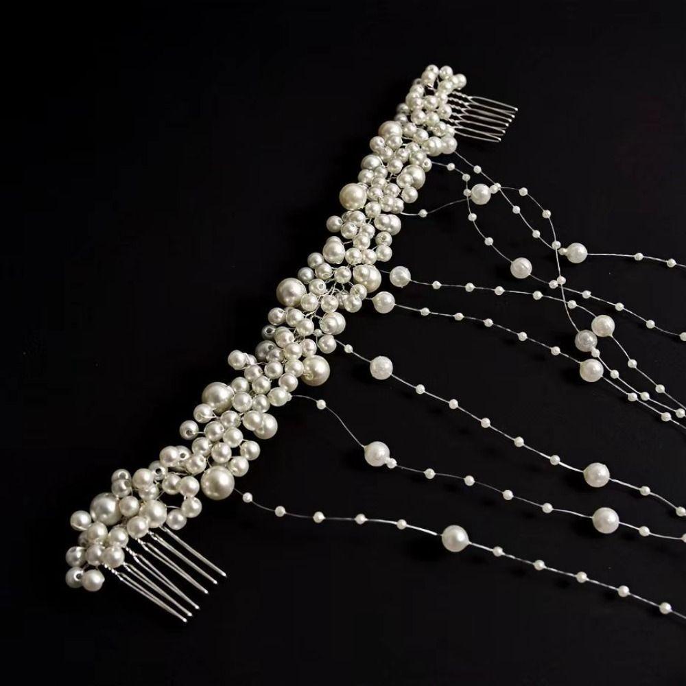 Romantic Bridal Pearl Hair Vine Exquisite Pearl Hair Comb Wedding Hair Piece Banquet Event