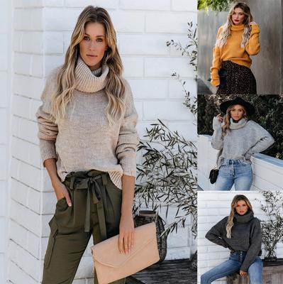 2024 Осень и зима Новый свитер с высоким воротом, свитер для поездок на работу, свитер с круглым воротом для женщин