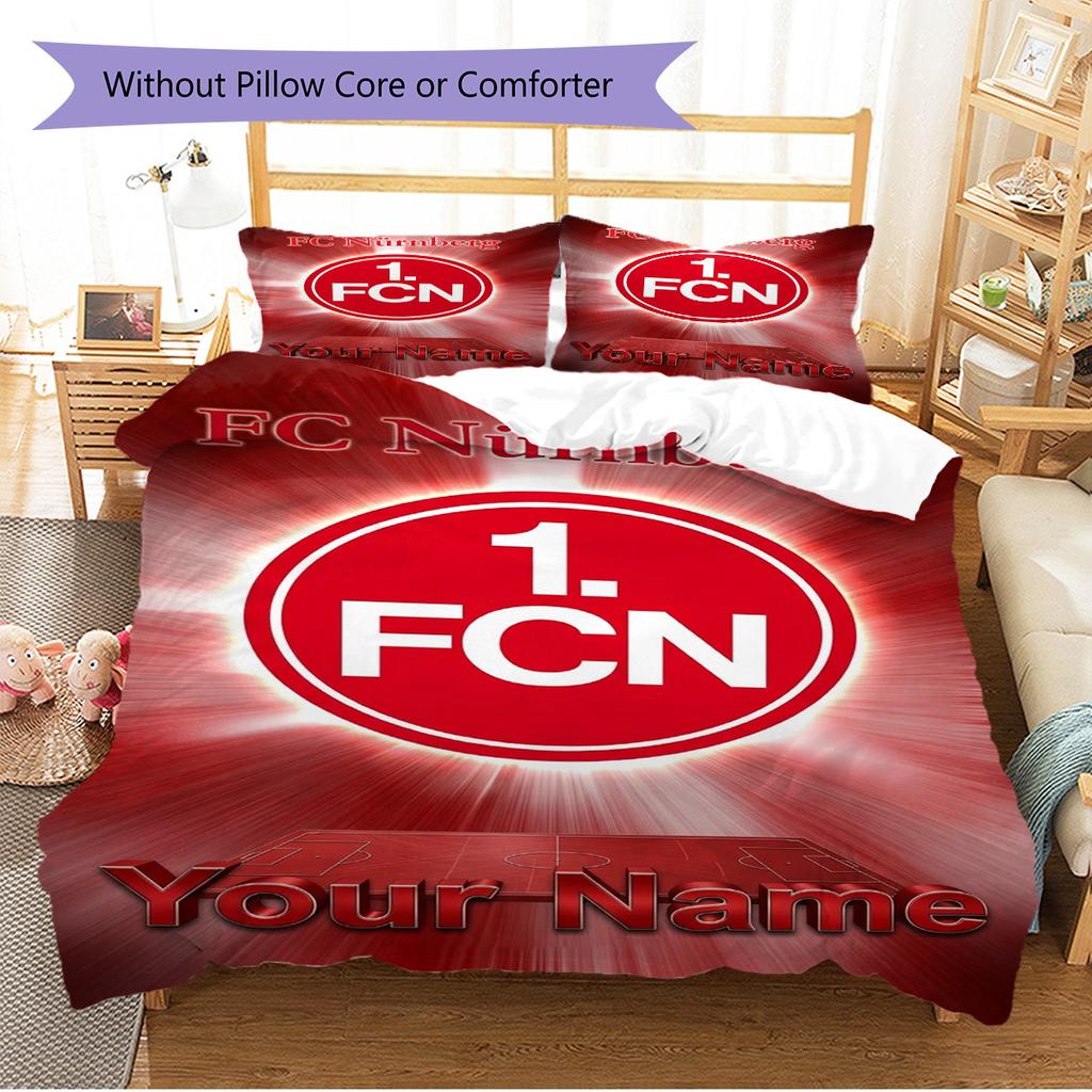 Постельное белье с индивидуальным именем и логотипом 1. FC Nürnberg: пододеяльник, наволочка. Домашний декор. Подарок (1 пододеяльник + 2 наволочки, без наполнителя)