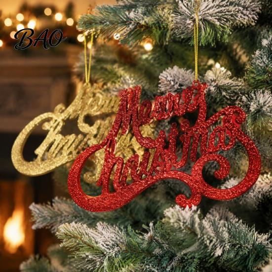 Holiday Home Accents Merry Christmas Letter Sign for Tree, Glitter Plastic Hanging Store Window Decor Ornaments, Sparkling Letters Pendant Winter
